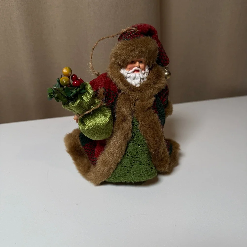 Charming Santa Claus‎ Christmas Ornament Holding Berry Bag